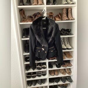 Bebe Black Jacket with Faux Fur Trim